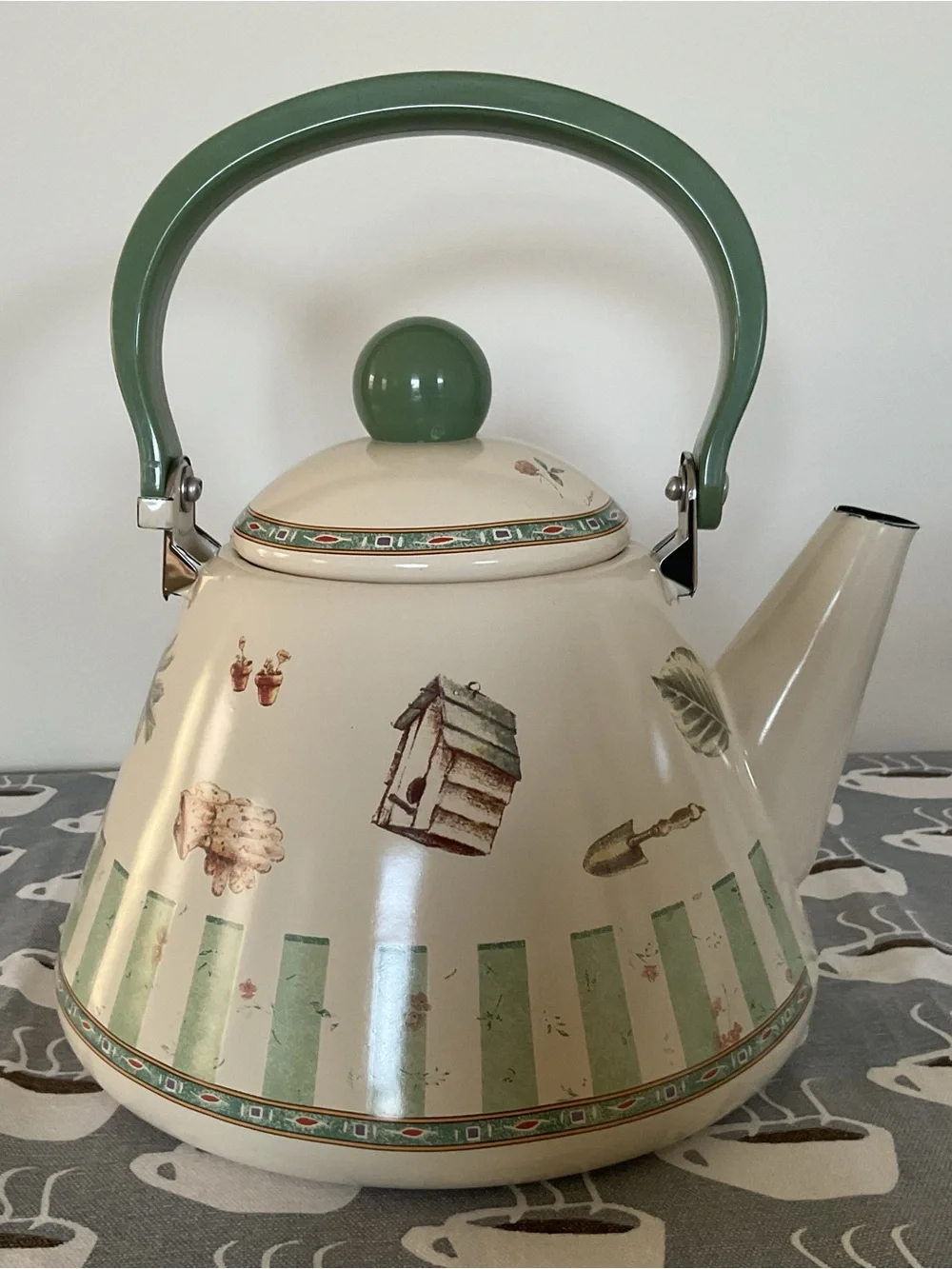 NWOT Pfaltzgraff Naturewoods Enamel Over Metal Teapot Kettle